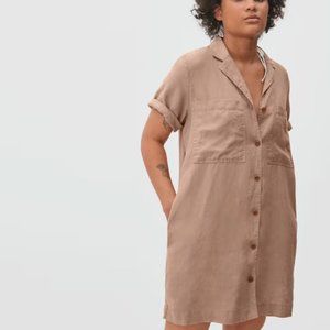 New Everlane The Linen Workwear Dress Size XXS Oak